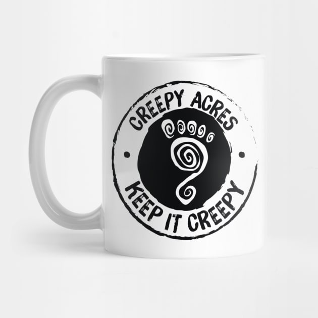 Creepy Acres coffee mug (foot logo black on white) by CreepyAcres